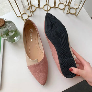 Xajzpa  Women Shoes Fashion Splice Color Mule Flats Pointed Toe Ballerina Ballet Flat Slip on Shoe Zapatos Mujer Loafers Size 35-41